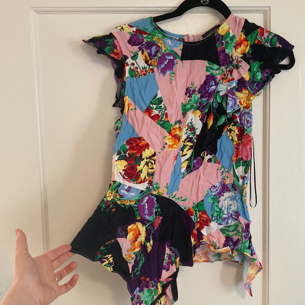 Topshop Black and Pink Blouse